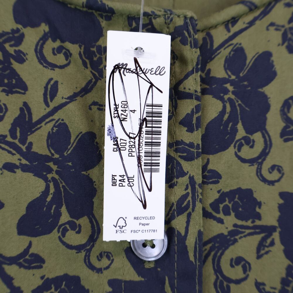 NWT Madewell Sculptural-Sleeve Pleated Poplin Mini Dress Chateau Olive Size 4 - Picture 9 of 10